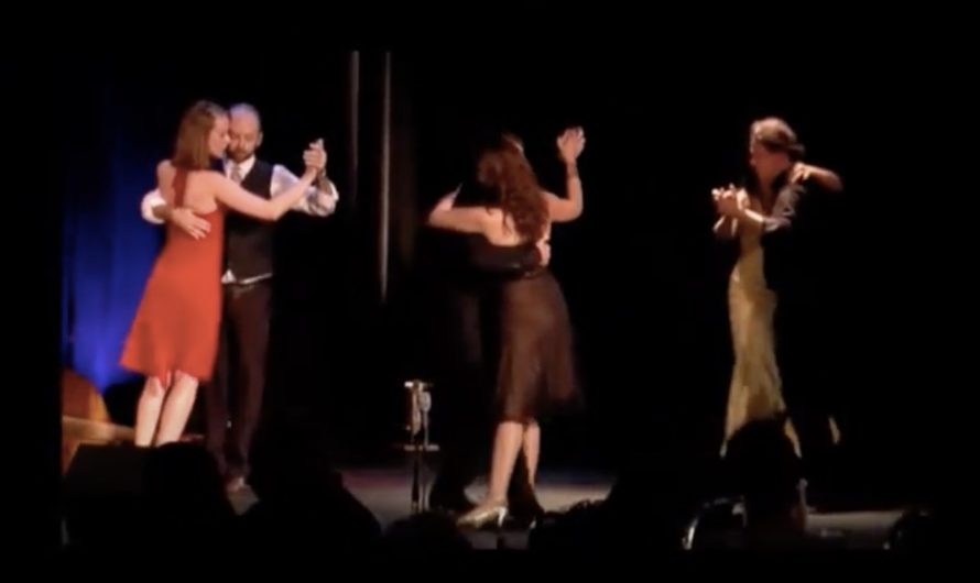 Piazzolla trio with tango dancers, 7:25, 2014